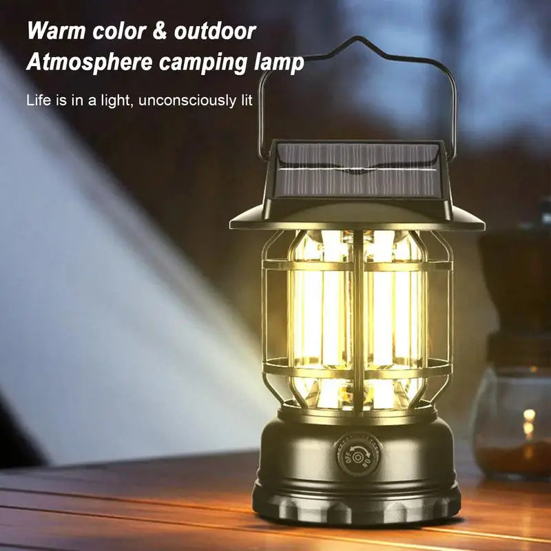 Solar Camping Light Motion Sensor Lantern Tent Light Portable Solar Powered Landscape Hiking Flashlight for Garden Courtyard