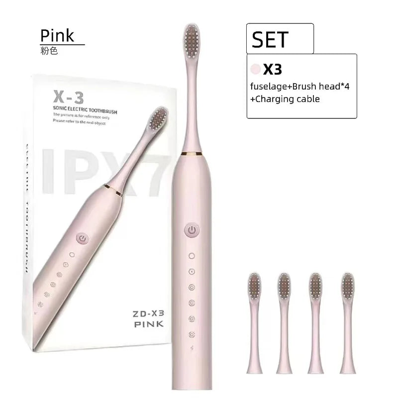 Soft Bristled Electric Toothbrush For Adult Household Use, 18 Speed Metal Shaft USB Charging Toothbrush 6 Cleaning Modes