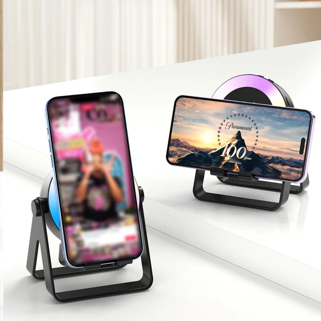 Wireless Speaker Phone Stand Sound Amplifier Bluetooth LED Atmosphere Light Desk RGB Mini Bluetooth Speaker