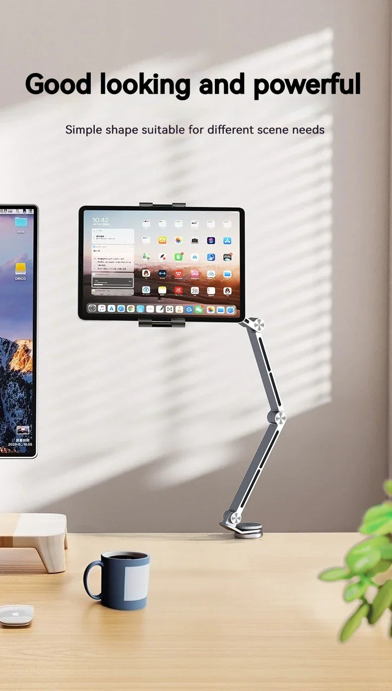 Tablet Holder Stand Phone Clip Holder Aluminum Alloy Rotatable Cantilever Home Live Desktop Holder for Ipad Pro Folding Bracket