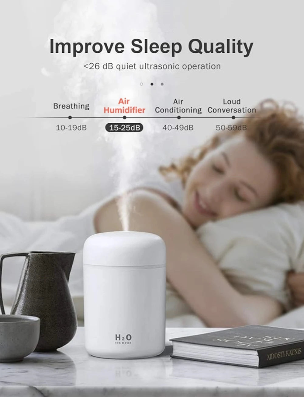Portable Mini Air Humidifier For Bedroom,Personal Desktop,Car With Colorful Mood Lighting 2 Mist Modes And Auto Shut-Off