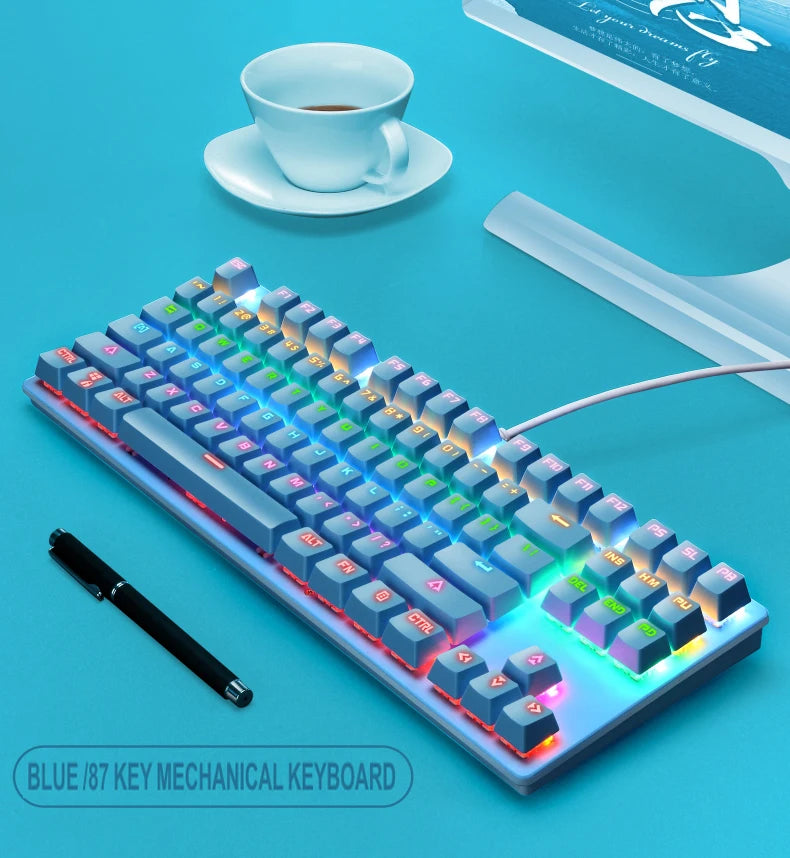 K7 Office Computer Mechanical Wired Keyboard ABS Keycaps 87 Key Game Gaming Gaming Luminous Keyboard Gaming