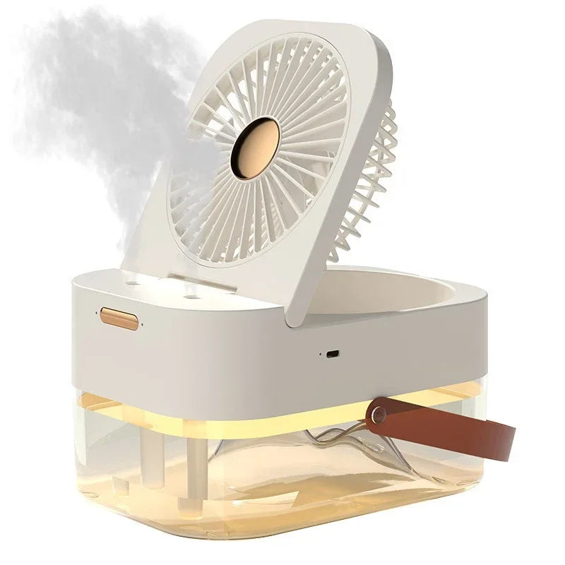New Humidifying Portable Folding Spray Desktop Cooling Mini Small Fan USB Rechargeable Electric Fan