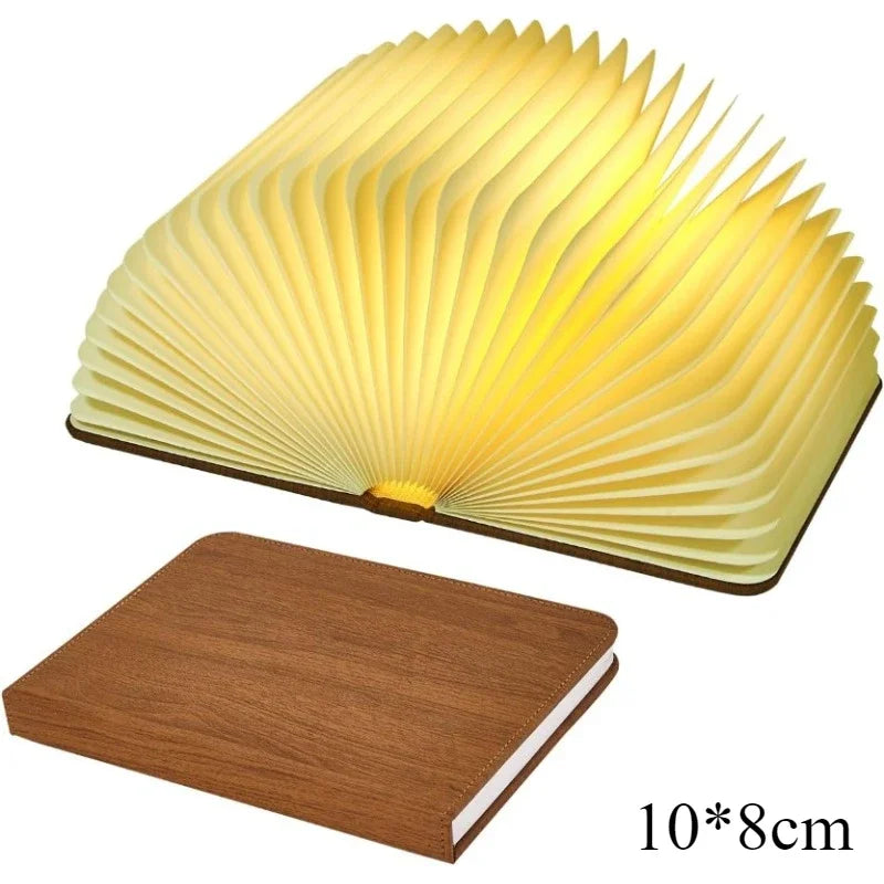 3D Folding Book Light LED Night Light 3-Color USB Charging Portable Wooden Magnetic Table Lamp Decoration Christmas Holiday Gift