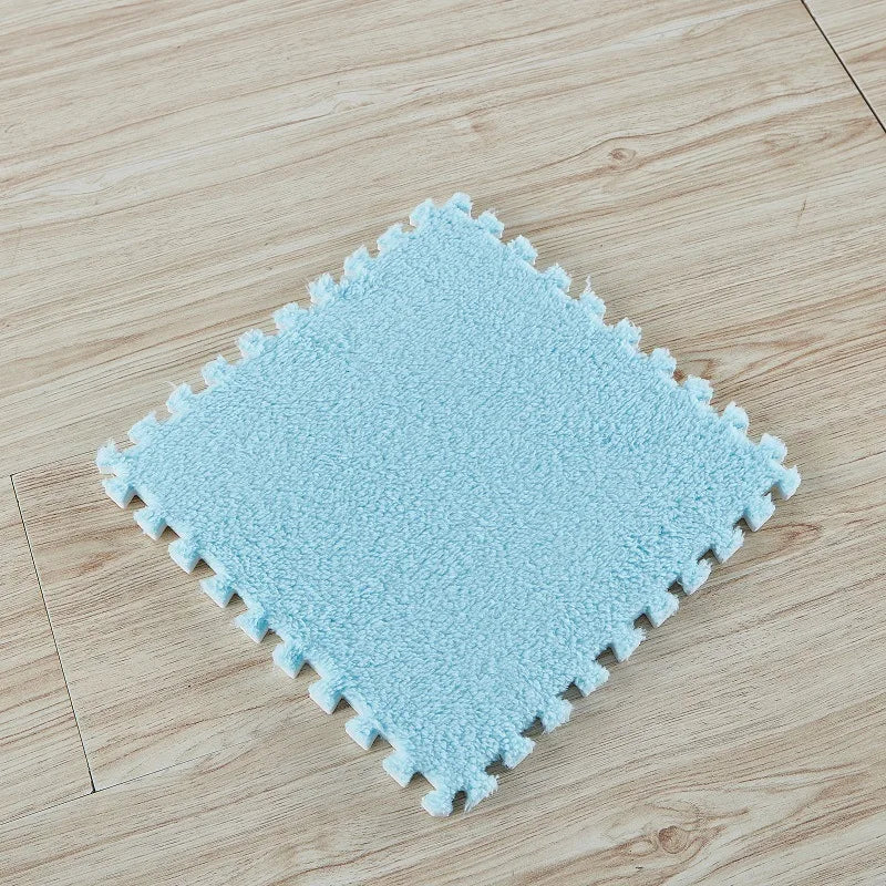 10Pcs 30*30CM Creative Plush Puzzle Foam Floor Mat Puzzle Carpet Warm Playmat Interlocking Exercise Tiles Fluffy Area Rugs