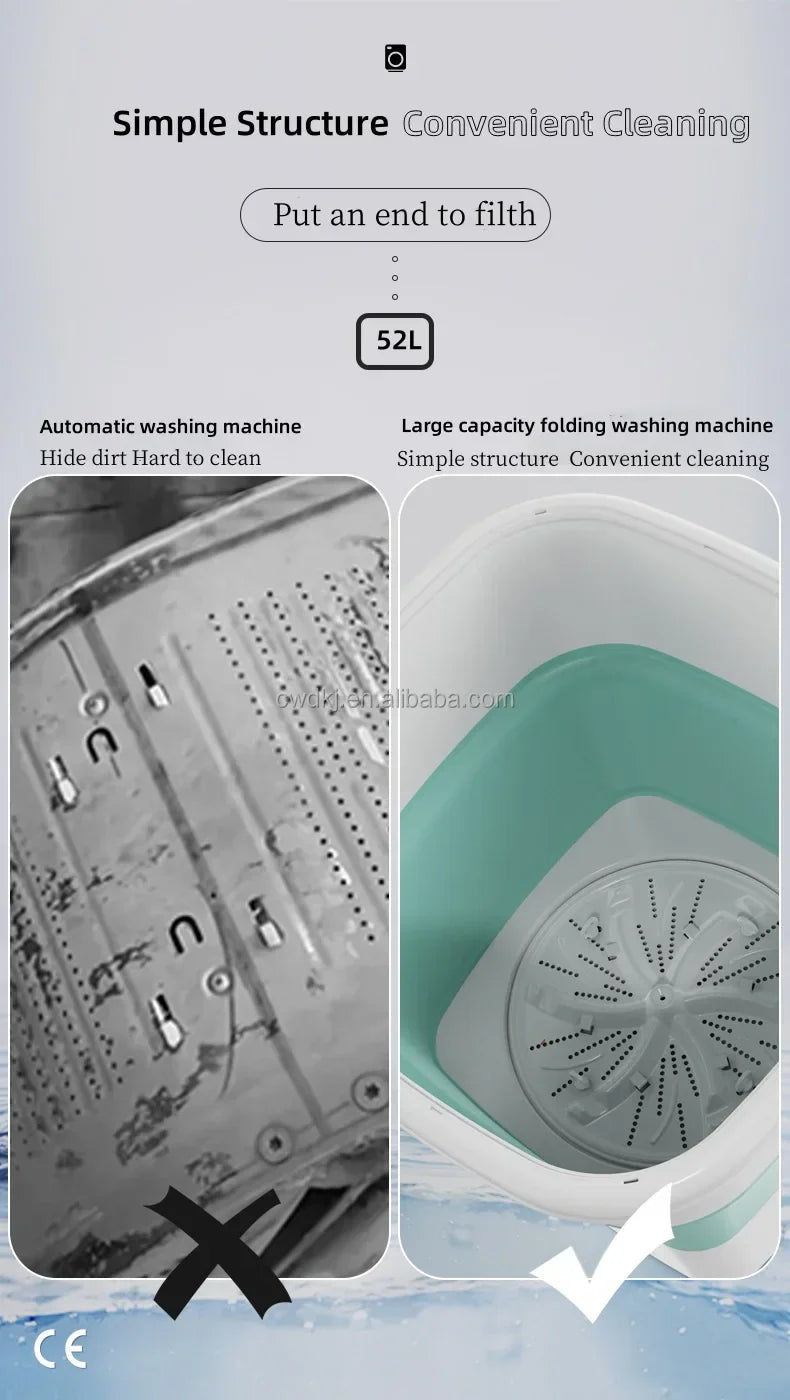 Portable 52L Laundry Washer  Folding Mini Washing Machine For Underwear Kids Baby Clothes