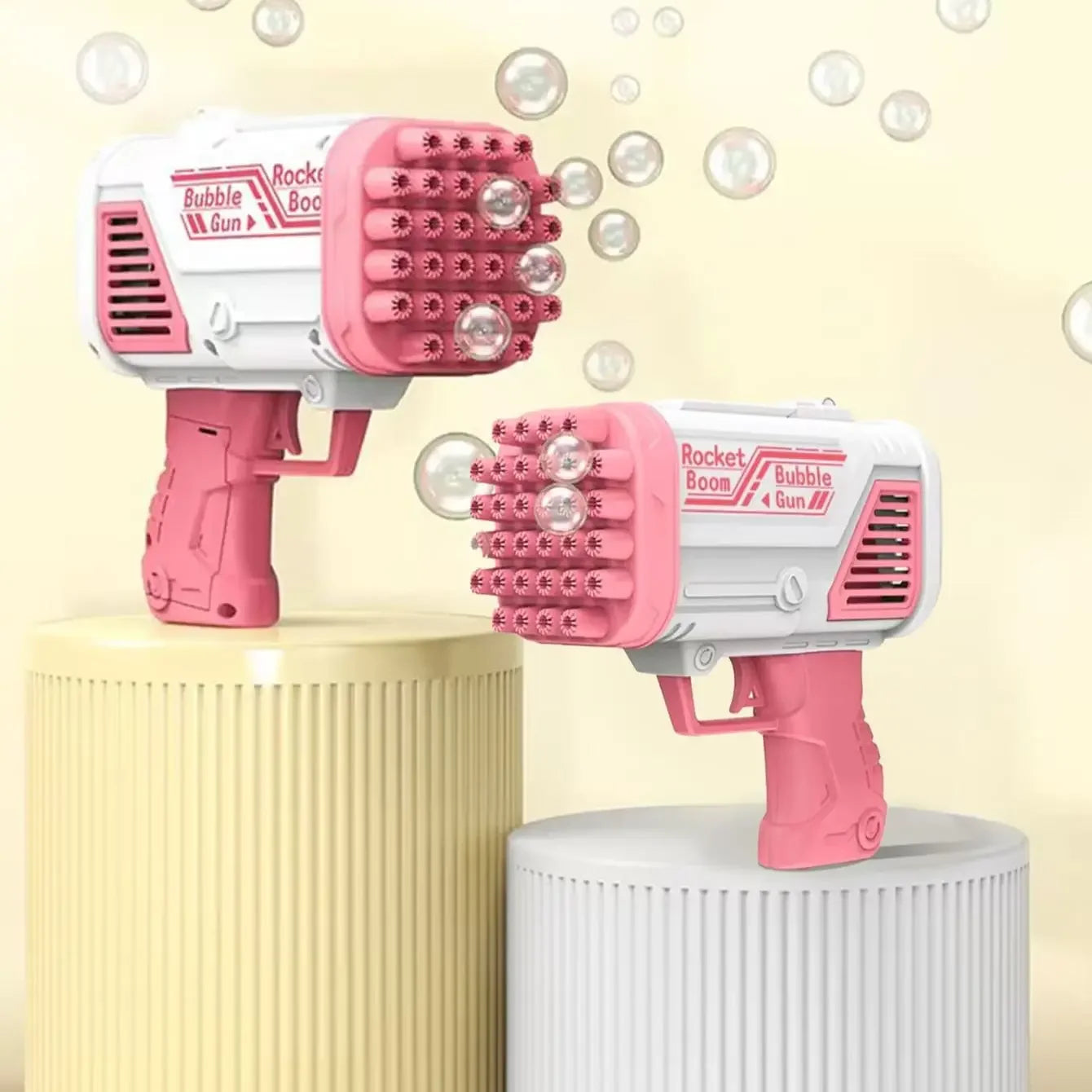 1PC-Bubble Gun Rocket  Holes Soap Bubbles Machine Christmas Gift Gun Shape Automatic Blower With Light Pomperos Toys For Kids