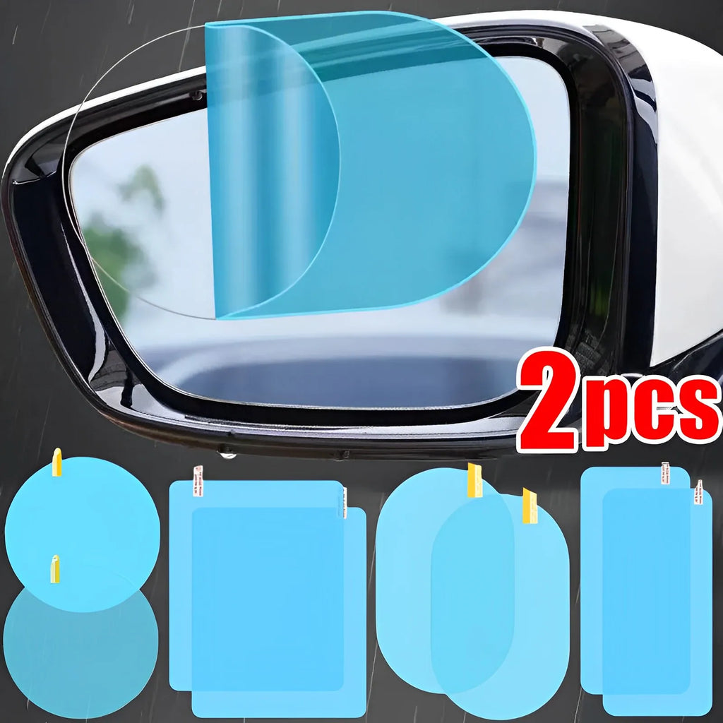 2PCS Car Rearview Mirror Rainproof Film Window Glass Antifog Waterproof Sticker Truck Rearview Mirror Transparent Film Auto Part