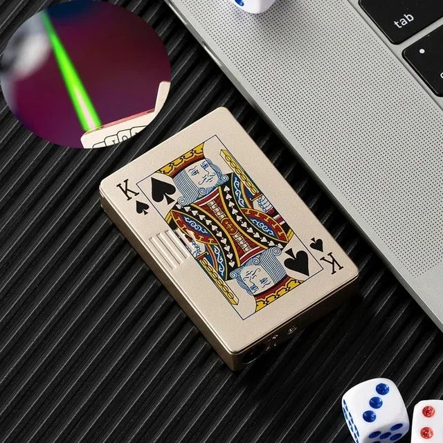 New Unusual Torch Turbo Butane Gas Lighters, Novelty Metal Playing Cards Jet Poker Lighter, Creative Windproof Outdoor Lighter
