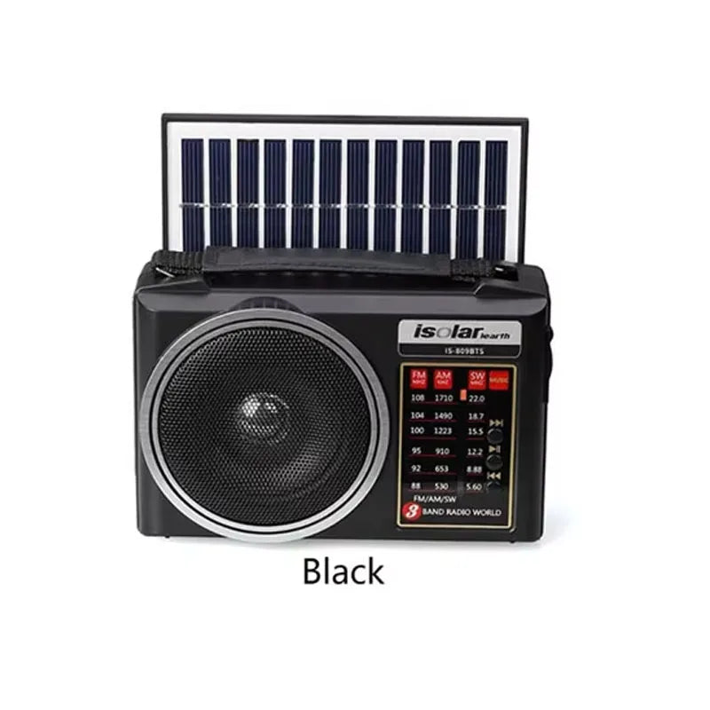 Portable Best Reception FM AM SW Radio Solar Panel Emergency Radios Full Range Bluetooth Speaker Wireless TF USB Music Player