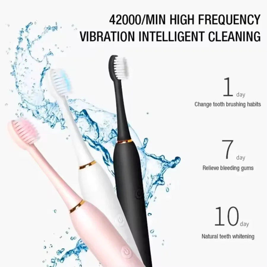 Soft Bristled Electric Toothbrush For Adult Household Use, 18 Speed Metal Shaft USB Charging Toothbrush 6 Cleaning Modes