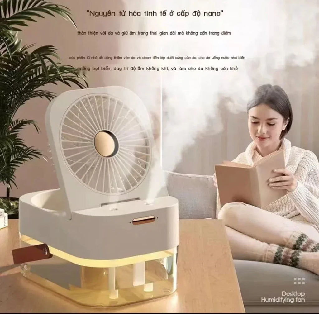 New Humidifying Portable Folding Spray Desktop Cooling Mini Small Fan USB Rechargeable Electric Fan