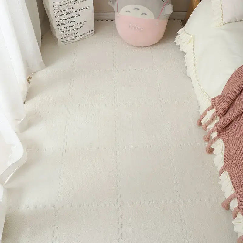 10Pcs 30*30CM Creative Plush Puzzle Foam Floor Mat Puzzle Carpet Warm Playmat Interlocking Exercise Tiles Fluffy Area Rugs