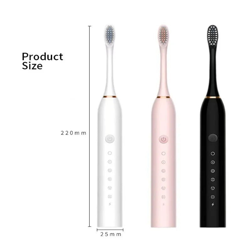 Soft Bristled Electric Toothbrush For Adult Household Use, 18 Speed Metal Shaft USB Charging Toothbrush 6 Cleaning Modes