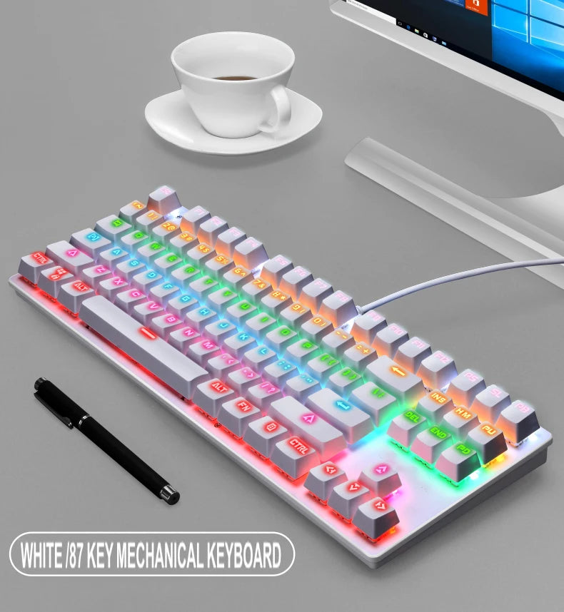 K7 Office Computer Mechanical Wired Keyboard ABS Keycaps 87 Key Game Gaming Gaming Luminous Keyboard Gaming