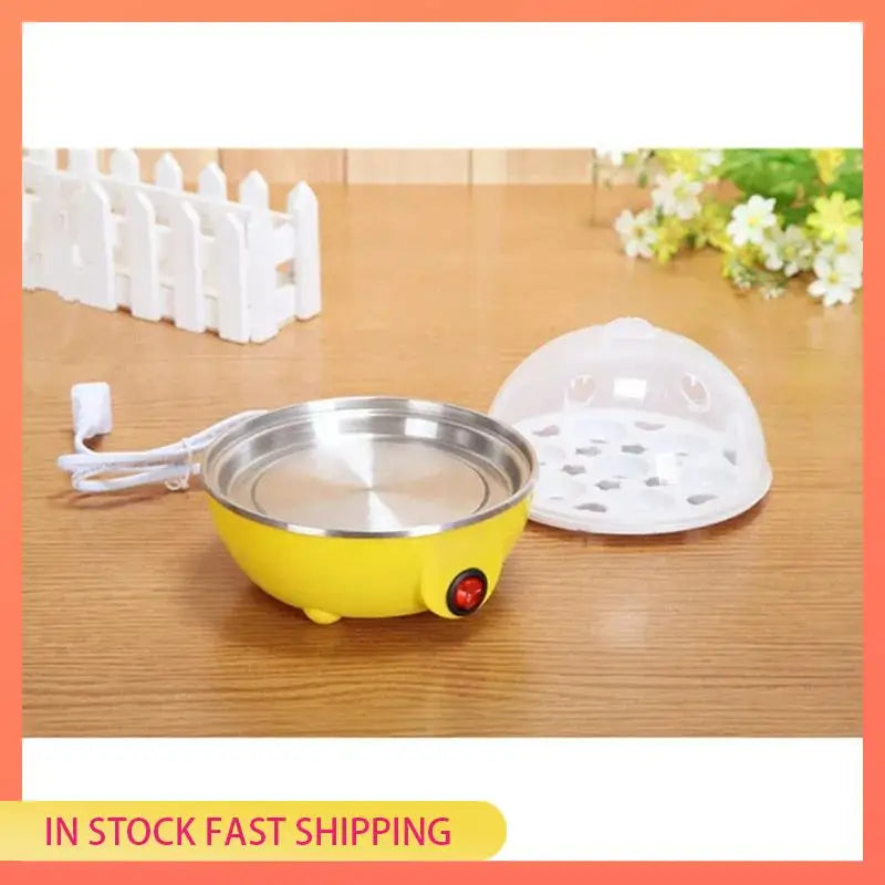 AA05 2X Rapid Egg Cooker: 7 Egg Capacity Electric Egg Cooker For Hard Boiled Eggs, Scrambled Eggs Yellow EU Plug