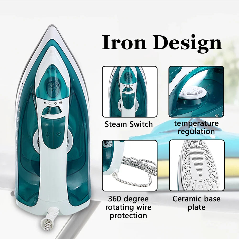 Sonifer Steam Iron 1600W Fast Heating 160ml Water Tank Travel Iron Upright Steam Adjustable Steam Self-Cleaning Ceramic Soleplat