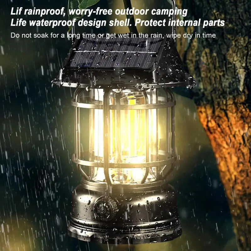 Solar Camping Light Motion Sensor Lantern Tent Light Portable Solar Powered Landscape Hiking Flashlight for Garden Courtyard