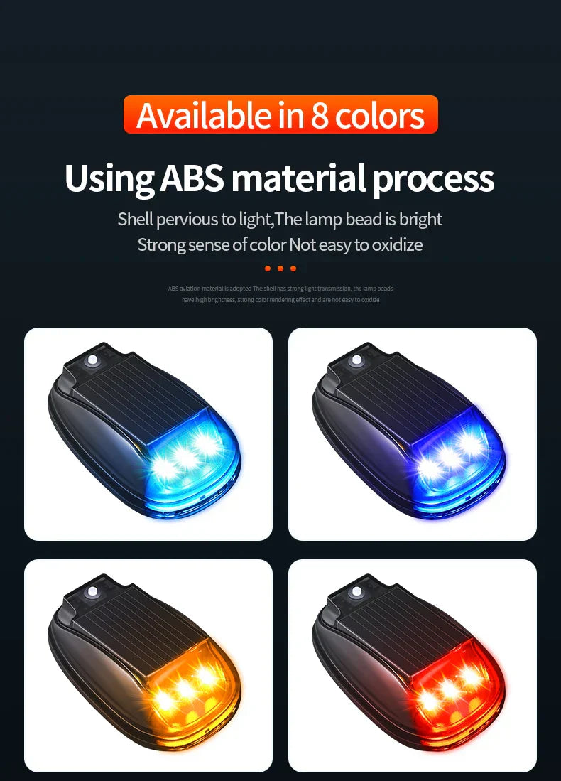 Solar Car Roof Strobe Light With Remote Control Cab Signal Lamp Wireless No Punch LED Truck Pickup Truck Roof Warning Lights