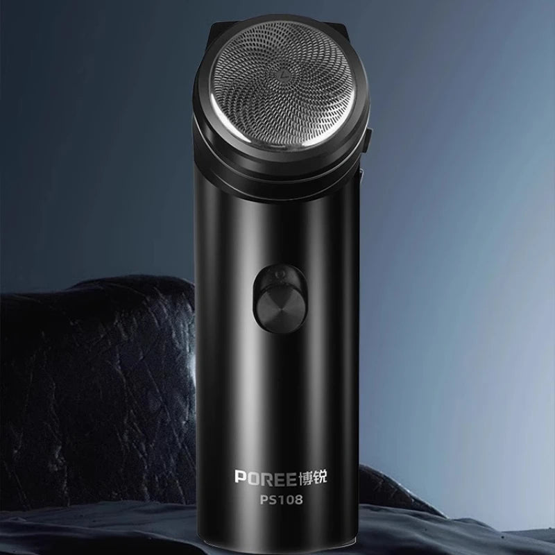 POREE PS108 2025 New Mini Portable Electric Shaver for Men's High Power Six-Blade Blade USB Charging Classic Single-Head Shaver