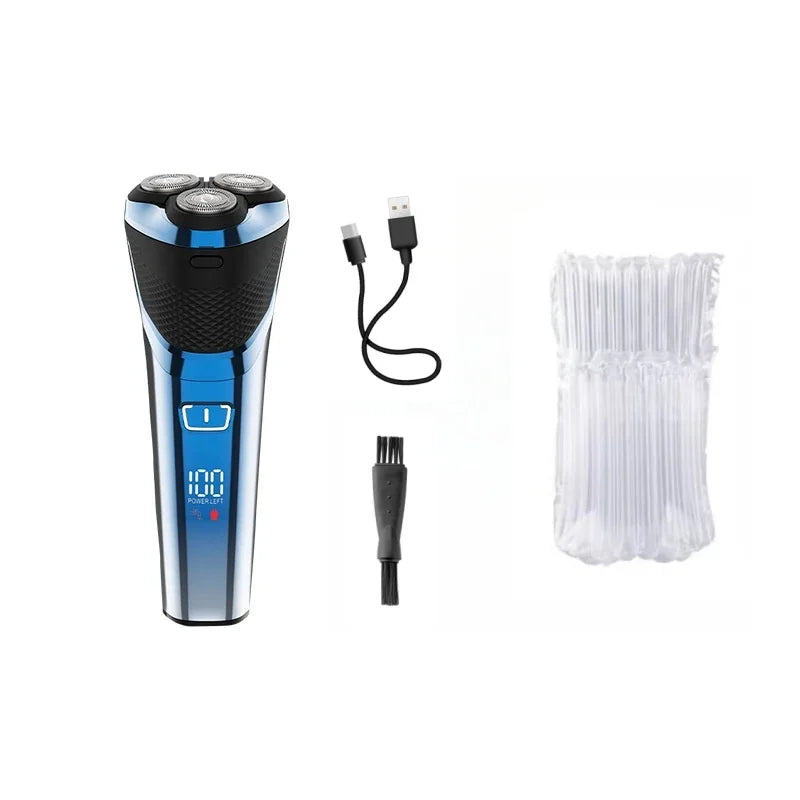 Kemei KM-8510 Waterproof Rotary LED Display Rechargeable Cordless Floating Head Replaceable Blades Electric Shavers for Man