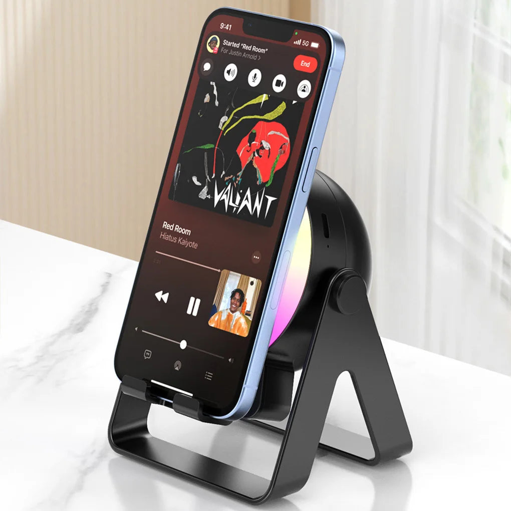Wireless Speaker Phone Stand Sound Amplifier Bluetooth LED Atmosphere Light Desk RGB Mini Bluetooth Speaker