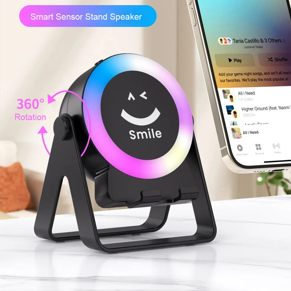 Wireless Speaker Phone Stand Sound Amplifier Bluetooth LED Atmosphere Light Desk RGB Mini Bluetooth Speaker