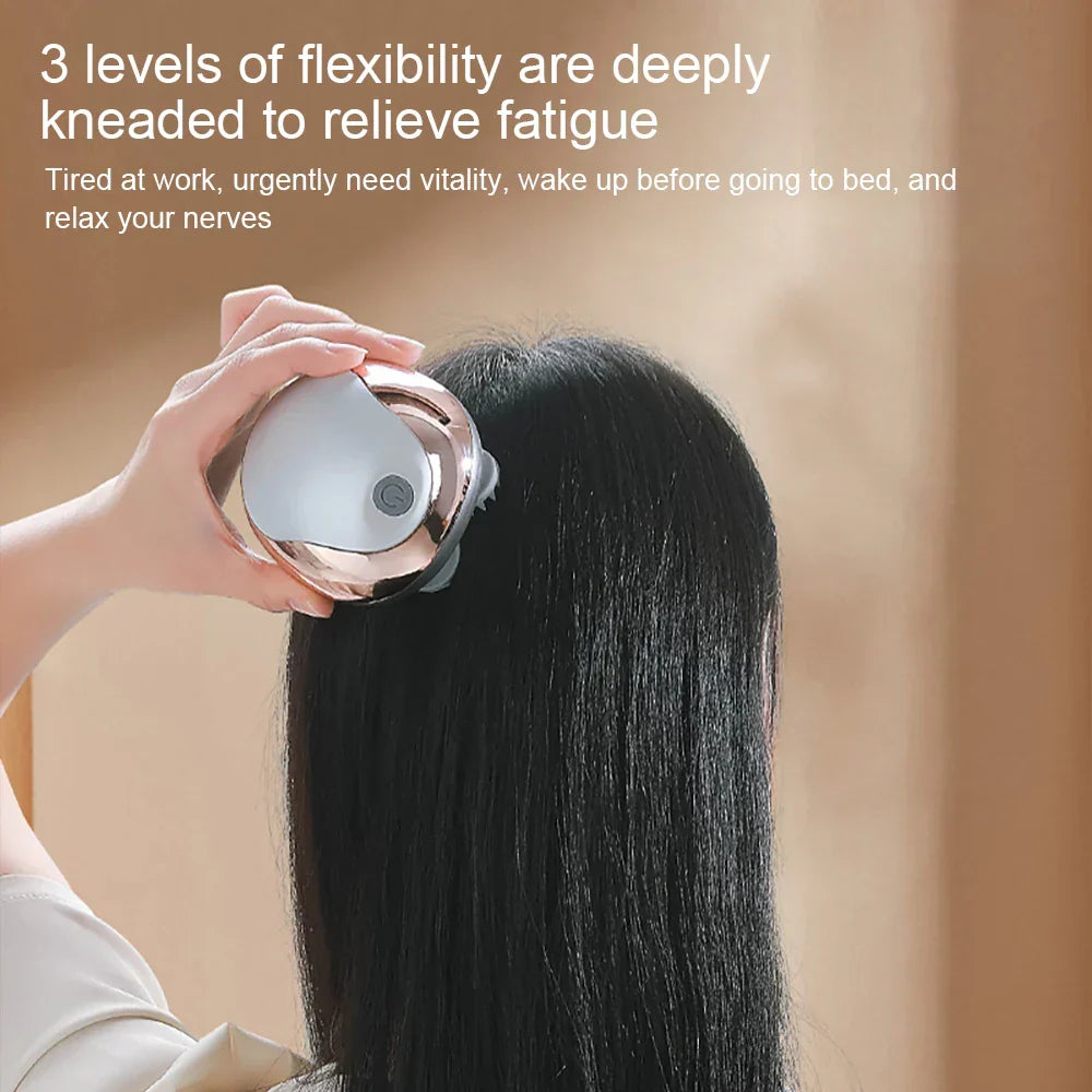 Electric Scalp Massager Heads Scalp Kneading Vibrating Device 6 Modes for Hair Growth Stress Relax Waterproof Massageador